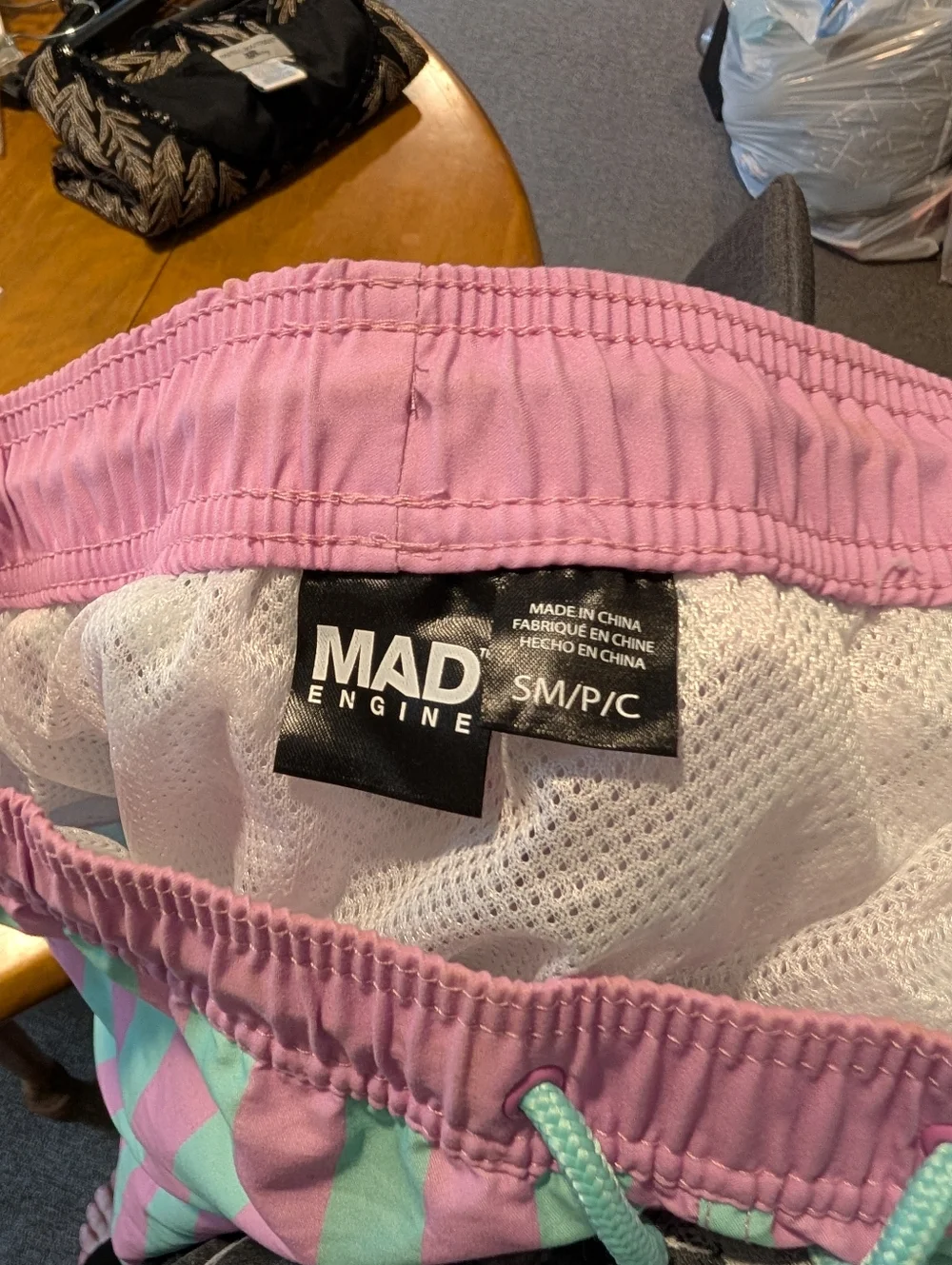 Mad Engine Purple And‎ Blue Striped Swim Shorts